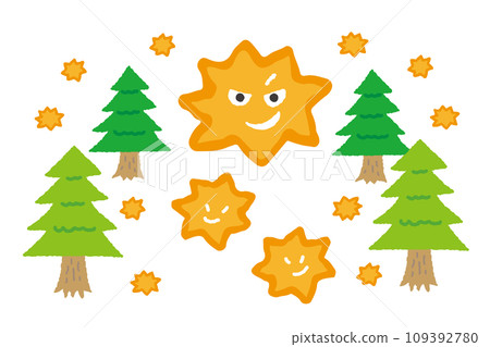 Scattered pollen. cedar tree. 109392780