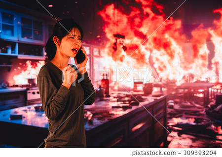 一名年輕女子向消防局通報火災 一名年輕女子向消防局通報火災 109393204