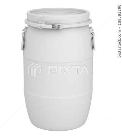 Clay render of plastic barrel isolated on white background - 3D illustration Clay render of plastic barrel isolated on white background - 3D illustration 109393290