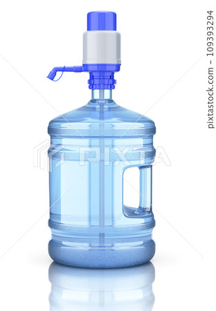 Water dispenser bottle with plastic hand pump - 3D illustration 109393294