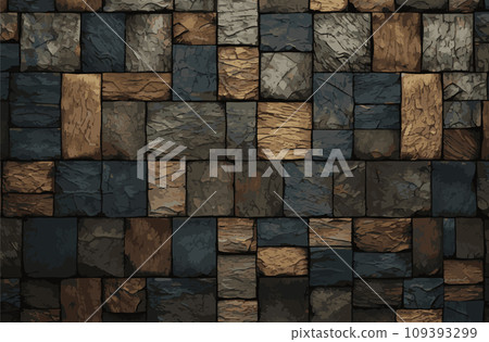 Luxury black golden metal gradient background with distressed brick wall texture. Vector illustration. eps 10 109393299