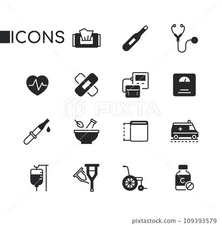 Physical health care - set of line design style icons Physical health care - set of line design style icons 109393579