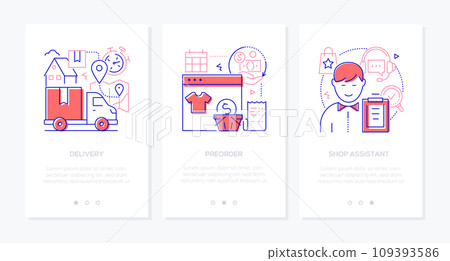 Delivery and preorder - line design style banners set 109393586
