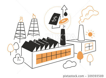 Gas production - modern line design style illustration Gas production - modern line design style illustration 109393589