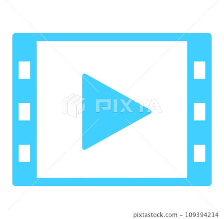 Simple light blue video icon Simple light blue video icon 109394214