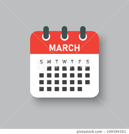 Vector template icon page calendar, month March Vector template icon page calendar, month March 109394381