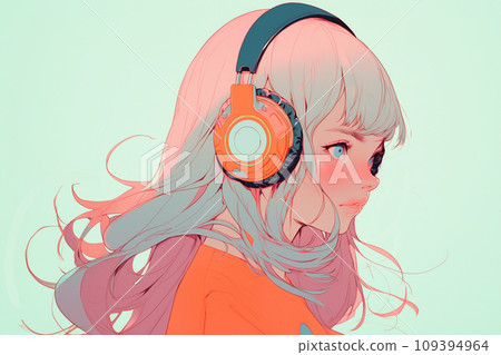 戴著耳機聽音樂的動漫風格女孩 AI 生成圖像 戴著耳機聽音樂的動漫風格女孩 AI 生成圖像 109394964