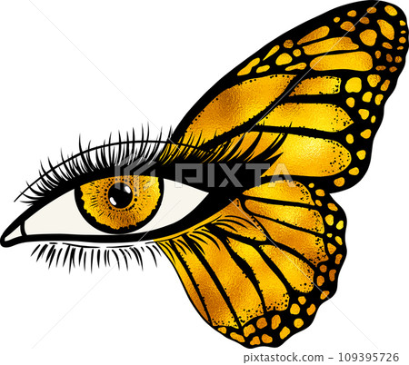 Female eye with butterfly wing. 109395726