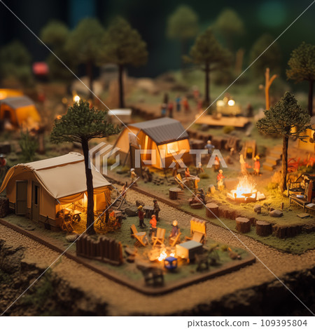 晚上在露營地。西洋鏡。 AI生成影像 109395804