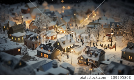 雪鎮的立體模型。 AI生成影像 109395808