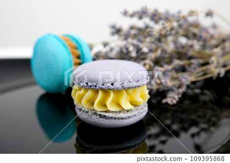 creative style of colorful french cookies macarons. Pop art style banner.macaroons. creative still life with french delicious dessert cookies on colorful background, creative style of colorful french cookies macarons. Pop art style banner.macaroons. creative still life with french delicious dessert cookies on colorful background, 109395868