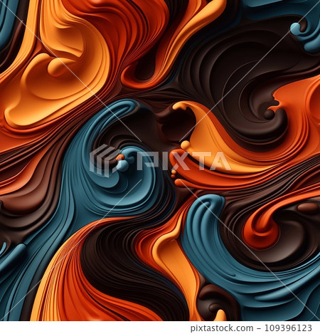 3d rendering, abstract colorful background with smooth lines in orange, blue and black colors 3d rendering, abstract colorful background with smooth lines in orange, blue and black colors 109396123