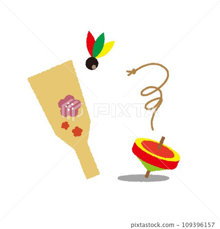 Illustration of battledore and top 109396157