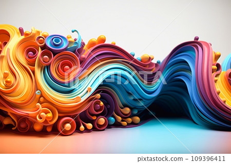 Colorful abstract background with soft lines and waves. 3d rendering 109396411