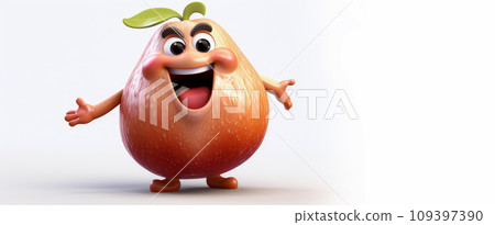 Fig with a cheerful face 3D on a white background. Fig with a cheerful face 3D on a white background. 109397390