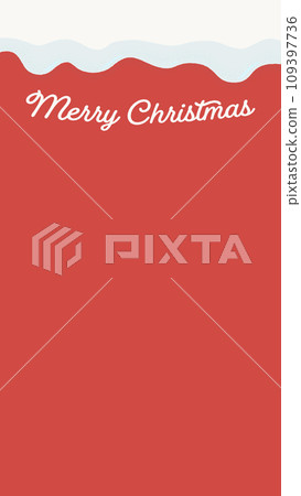 紅色背景上的聖誕快樂文字與雪 - 聖誕材料 - 9:16 109397736