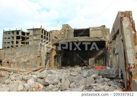 Landing on Hashima (Gunkanjima) Photographed in 2023 - Remains of Japanese modernization and world cultural heritage Landing on Hashima (Gunkanjima) Photographed in 2023 - Remains of Japanese modernization and world cultural heritage 109397912