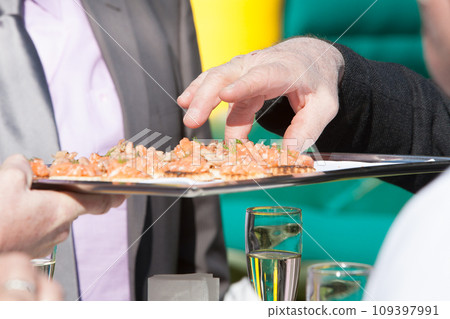 Catered Elegance: Serving Smoked Salmon Canapes 109397991