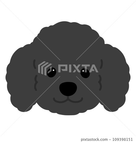 Simple and cute black poodle face illustration without main line Simple and cute black poodle face illustration without main line 109398151