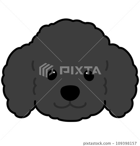 簡單可愛的黑色貴賓狗臉圖與主線 109398157