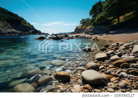 Coast rocks beach and waves, summer landscape 109398527