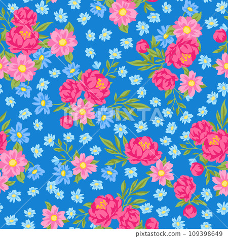 Pattern with pretty flowers. Beautiful decorative natural plants and leaves. Pattern with pretty flowers. Beautiful decorative natural plants and leaves. 109398649