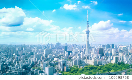 東京的藍天和城市景觀 東京的藍天和城市景觀 109398768