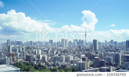 東京的藍天和城市景觀 東京的藍天和城市景觀 109398769