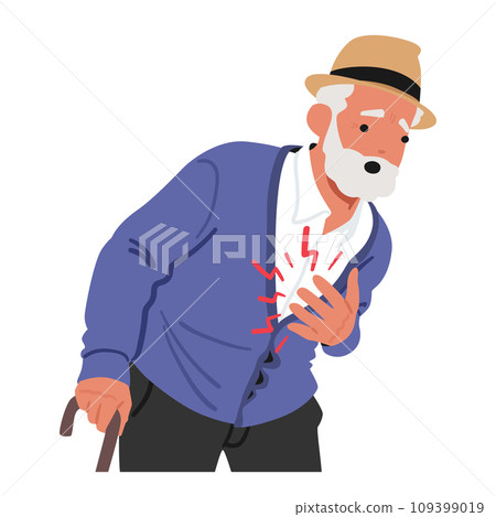Senior Man Clutches His Chest In Agony, Face Contorted With Pain, Experiencing Heart Attack. The Severity Of Chest Pain Senior Man Clutches His Chest In Agony, Face Contorted With Pain, Experiencing Heart Attack. The Severity Of Chest Pain 109399019