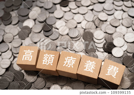 A block and money that says “High-cost medical expenses” A block and money that says “High-cost medical expenses” 109399135