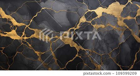 abstract black background with gold veins, stone texture, alcohol ink stains. abstract black background with gold veins, stone texture, alcohol ink stains. 109399209