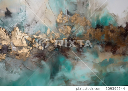 Marble ink abstract art from exquisite original painting for abstract background . Painting was painted on high quality paper texture to create smooth marble background pattern of ombre alcohol ink . 109399244