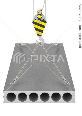 Crane Hook with Concrete Slab. 3D rendering 109399669