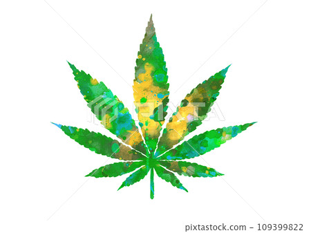 Marijuana and cannabis leaf watercolor illustration 109399822