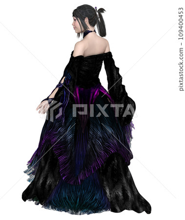 Elven Princess in Purple Dress, Back View 109400453