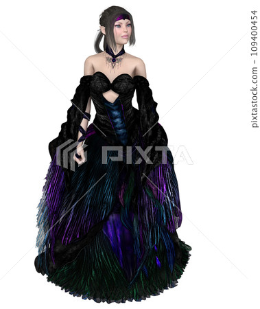 Elven Princess in Purple Dress, Front View 109400454