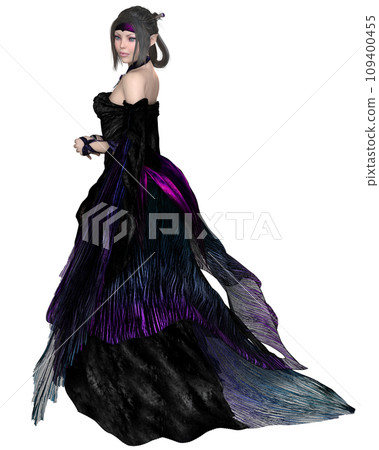 Elven Princess in Purple Dress, Side View Elven Princess in Purple Dress, Side View 109400455