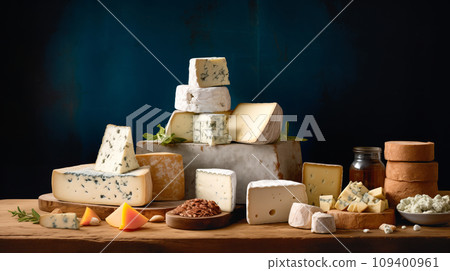 Traditional cheese platter with nuts, grapes and various types of cheese. Assortment of different snack for wine 109400961