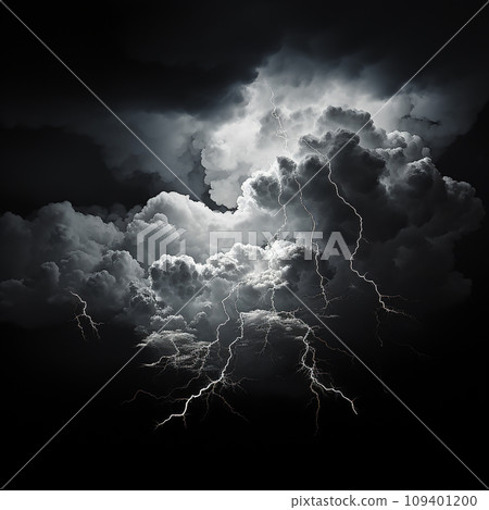 Stormy sky, dark cloud and flash of lightning, storm, bad weather Stormy sky, dark cloud and flash of lightning, storm, bad weather 109401200