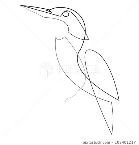 One line kingfisher or halcyon bird design silhouette. Hand drawn minimalism style vector illustration. 109401217