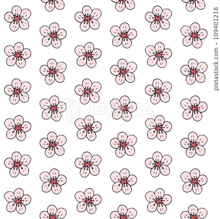 Vector seamless pattern of hand draw sakura flower 109401218
