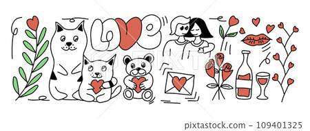 Romantic doodle for Valentines Day. Vector illustration. Romantic doodle for Valentines Day. Vector illustration. 109401325