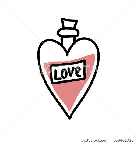 Perfume in a heart-shaped bottle vector doodle illustration. 109401326