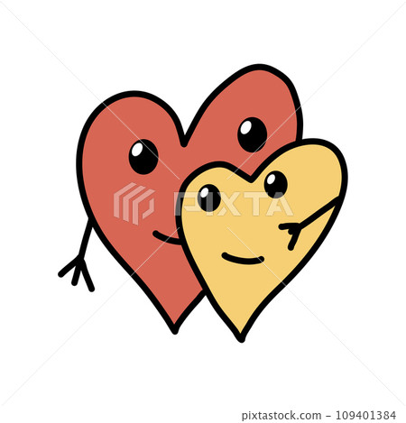 Two hearts hugging vector doodle illustration. Two hearts hugging vector doodle illustration. 109401384