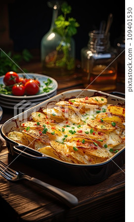 Potato gratin - graten, scalloped in baking dish Potato gratin - graten, scalloped in baking dish 109401530
