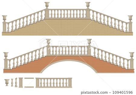 two-way ladder and bridge, isolated two-way ladder and bridge, isolated 109401596