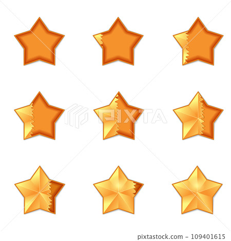 Five star rating. filling the volume of rating star animation. Five star rating. filling the volume of rating star animation. 109401615