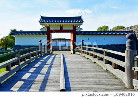 山形市、山形城、國家史蹟、本丸大手門、增形、駒門、大手橋、石牆、土牆 109402016