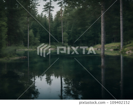 安靜的湖泊，氣氛令人不安[AI生成的圖像] 109402152