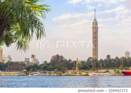 Cairo TV tower on Nile Cairo TV tower on Nile 109402371